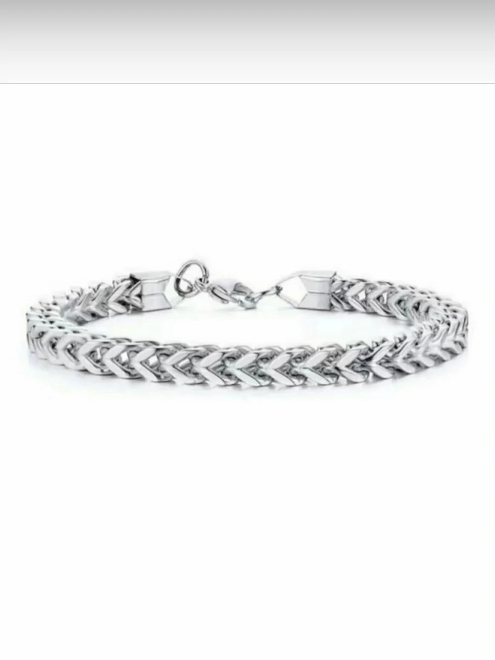 NWT Men’s Stainless Steel Franco Foxtail Chain Bracelet Silver V-Link